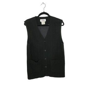 First Issue, Vintage Black Wool Vest, Women’s Size Small Made in the USA
